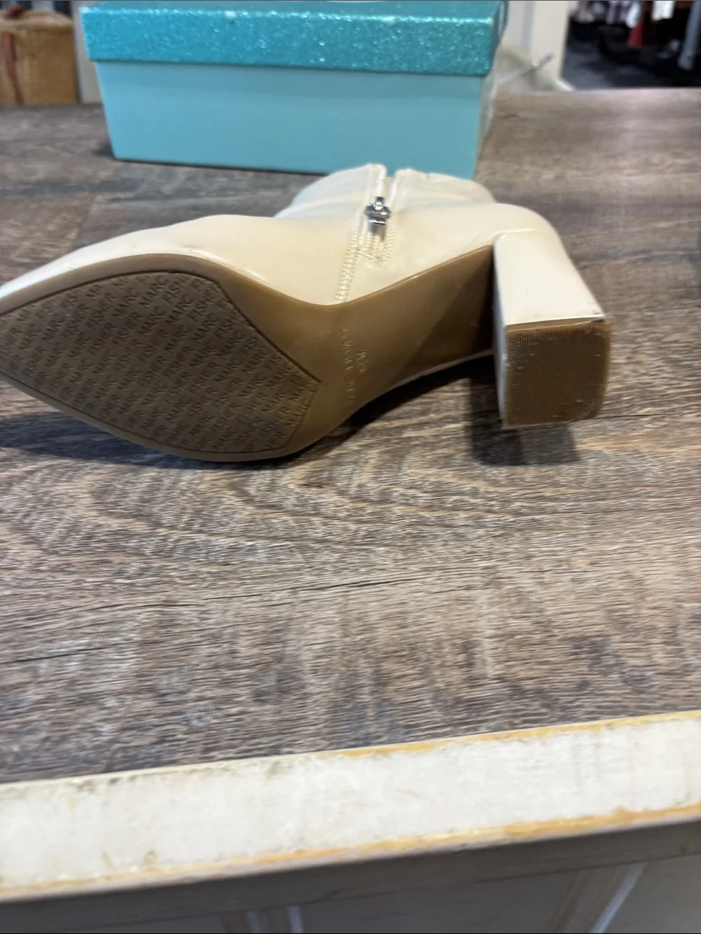 Marc Fisher Cream Pointed-Toe Ankle Booties